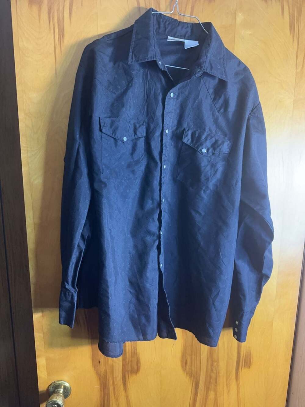 Express Riders Western Shirt Size L Black Snap Button Long Sleeve